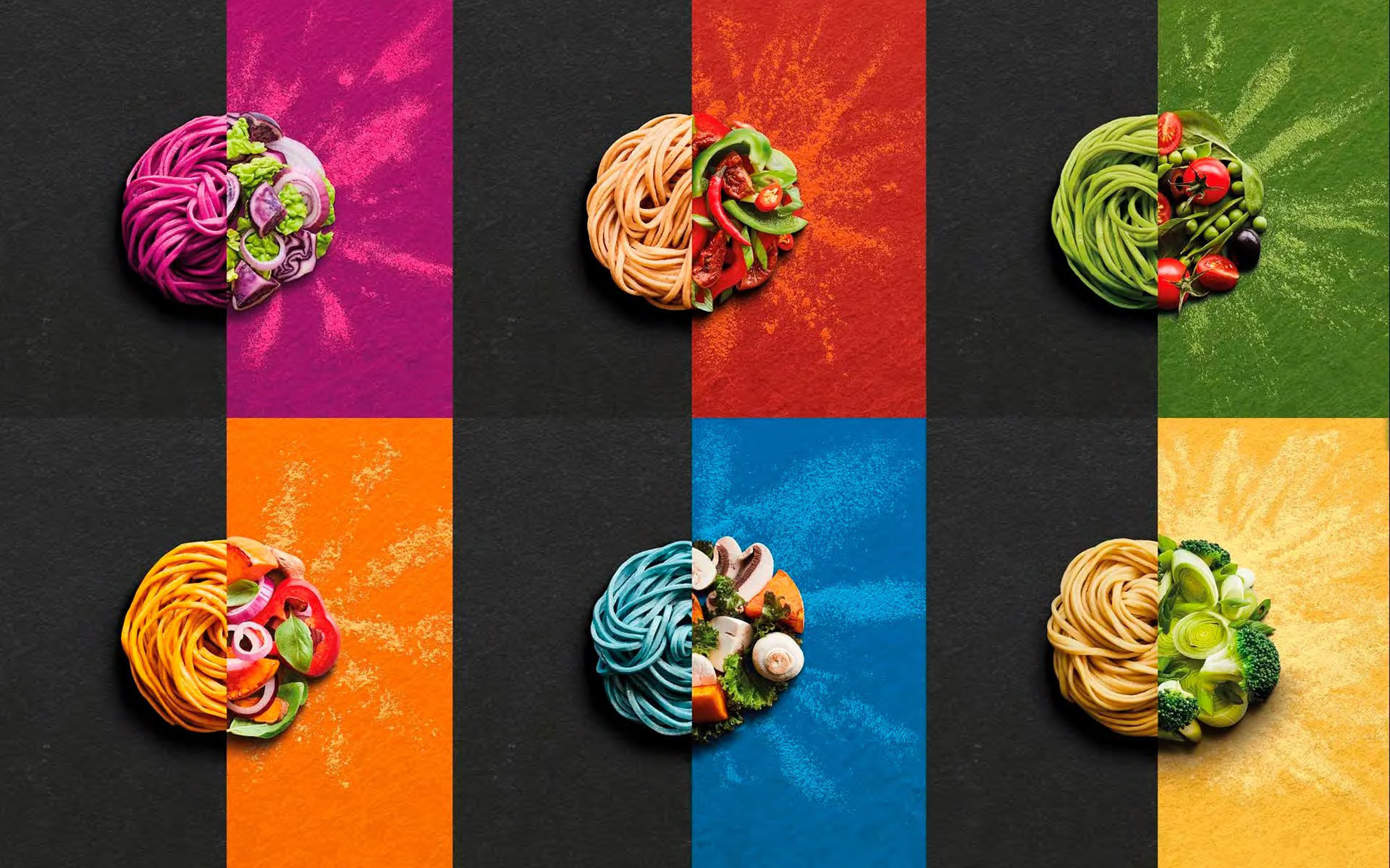 Colourful NOODL ingredient and flavour imagery